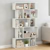 Geometric Bookshelf 5-Tier Bookcase with Open Shelves and Closed-back Cubes 2 Anti-tipping Non-slip Foot