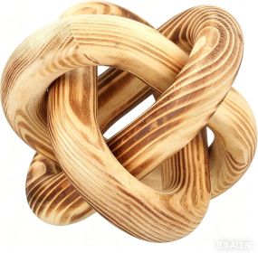 Wood Knot Chain Link Decor - 3 Link Boho Wooden Hand Carved Decorative Wooden Links Knots for Coffee Table Entryway Modern Farmhouse Shelf Decora