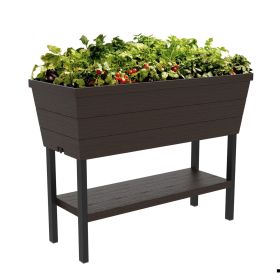 Urban Bloomer 12.7 Gallon Raised Garden Bed and Outdoor Herb Garden Planter with Drainage Plug, Dark Grey
