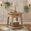 2-Tier Wooden End Table with Drawer And Shelf Storage Side Table for Living Room Bedroom Rustic Modern Furniture