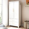 White Metal Wardrobe Closet with 2 Doors and Drawers, 71″ Tall Storage Cabinet for Bedroom, Lightweight Portable Closet for Small Apartments, Dorm