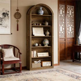 High bookshelf, wooden arched bookshelf, display rack, display platform, storage rack, plant rack