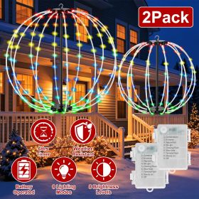Outdoor Christmas LED Sphere Lights, 2 Pack 12 & 16 Inch RGB Ball Lights, Remote Control with Timer, 8 Modes