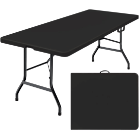 6 Foot Folding Table,Fold-in-Half Plastic Table,Indoor Outdoor Picnic Party Dining Camp Tables,Black (Shipment from Walmart)