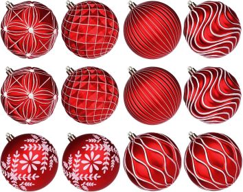 12 Pcs 4" Large Christmas Balls Ornaments, Outdoor Xmas Tree Hanging Decorations, Shatterproof Christmas Ball Ornament Set for Home Winter Holiday