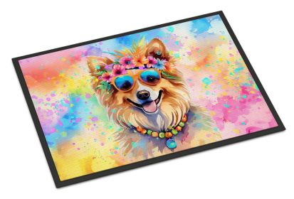 NEW Pomeranian Hippie Dawg Doormat Front Door Mat Indoor Outdoor Rugs for Entryway, Non Slip Washable Low Pile, 18H X 27W