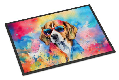 NEW Beagle Hippie Dawg Doormat Front Door Mat Indoor Outdoor Rugs for Entryway, Non Slip Washable Low Pile, 18H X 27W