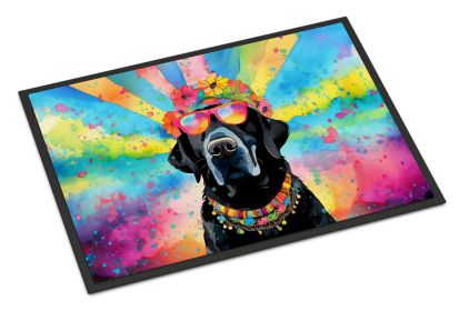 NEW Black Labrador Hippie Dawg Doormat Front Door Mat Indoor Outdoor Rugs for Entryway, Non Slip Washable Low Pile, 18H X 27W