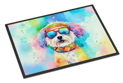 NEW Bichon Frise Hippie Dawg Doormat Front Door Mat Indoor Outdoor Rugs for Entryway, Non Slip Washable Low Pile, 18H X 27W