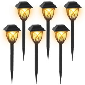 6Pack Solar Powered Stake Light Outdoor Decorative Landscape Lamp IP45 Waterproof Auto On Off Outdoor Light for Pathway Garden Yard Patio