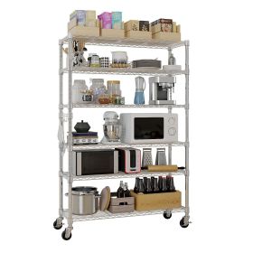 6 Tier Removable and Freely Adjustable NSF Certified Wire Shelving Unit with Wheels Heavy Duty Metal Storage Rack for Kitchen Garage Pantry Commercial