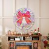 36in Flocked Pre-Lit Christmas Wreath with 3D Red Bow, 11 Lighting Modes, Front Door Christmas Wreath with Remote