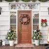 2ft 2-Pack Outdoor Entryway Pre-Lit Artificial Christmas Tree Cordless with 70 Branches, LED lights, Red Berries, Pine Cones & Balls, Green