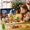 1642-Piece Mini Gingerbread House Advent Calendar, 3.6mm Building Block Christmas Countdown Set with Warm LED Lights, 24-Day Holiday Village Gift