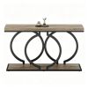 55 Inch Console Table Narrow Entryway Sofa Table with Geometric Metal Frame Living Room Decorative Table