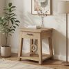 2-Tier Wooden End Table with Drawer And Shelf Storage Side Table for Living Room Bedroom Rustic Modern Furniture