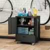 Tool Cart with Wheels, 40" H x 30" W x 20" D, Mobile Tool Cabinet with Lockable Casters & Drawer, Heavy-Duty Steel Storage Organizer for Garage