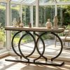 55 Inch Console Table Narrow Entryway Sofa Table with Geometric Metal Frame Living Room Decorative Table