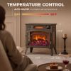 3-Sided Glass WiFi Electric Fire Heater, Smart Electric Fireplace Stove, Brown