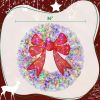 36in Flocked Pre-Lit Christmas Wreath with 3D Red Bow, 11 Lighting Modes, Front Door Christmas Wreath with Remote