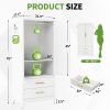 White Metal Wardrobe Closet with 2 Doors and Drawers, 71″ Tall Storage Cabinet for Bedroom, Lightweight Portable Closet for Small Apartments, Dorm