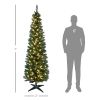 7' Tall Pre-Lit Slim Noble Fir Artificial Pencil Christmas Tree with 200 Warm White LED Lights and 499 Tips, for Christmas Decoration, Green