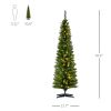6' Tall Pre-Lit Slim Noble Fir Artificial Pencil Christmas Tree with 200 Warm White LED Lights and 390 Tips, for Christmas Decoration, Green