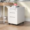 3-Drawer Wide Mobile File Cabinet with Lock, All-Steel Metal Storage Cabinet on Casters, for Home & Office,White, Fully Assembled