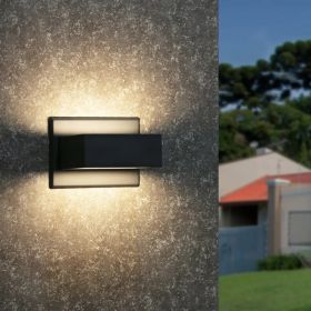 Inowel Wall Sconce LED Integrated Porch Light Modern Waterproof IP54 Wall Lamps Outdoor Up/Down Skeleton Light 17505 (Option: Black)
