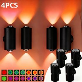 LED Motion Sensor Night Light, 7 Colors Rechargeable Battery Stair Light, Wireless Magnetic Wall Lamp, Cordless LED Wall Night Lights For Steps, (Option: Black4PCS)