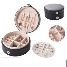 1pc; Mini Travel Jewelry Box; Travel Jewelry Case; Portable Jewelry Travel Organizer For Tangle-Free Necklaces Earrings Rings; Stud Earrings Stor (Color: Black)
