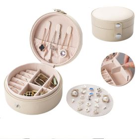 1pc; Mini Travel Jewelry Box; Travel Jewelry Case; Portable Jewelry Travel Organizer For Tangle-Free Necklaces Earrings Rings; Stud Earrings Stor (Color: Beige)