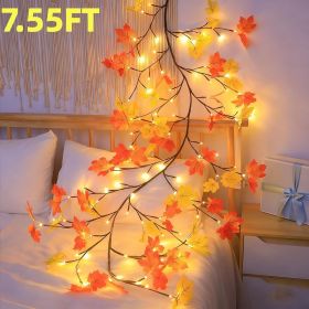 Fall Ivy Garland 74" Fake Vine with Silk Leaves Faux Hanging Plants Greenery Decoration for Outdoors Wedding Party Indoor Bedroom Home Wall Room Fall (size: 7.55FT)