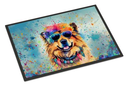 NEW Chow Chow Hippie Dawg Doormat Front Door Mat Indoor Outdoor Rugs for Entryway, Non Slip Washable Low Pile, 18H X 27W (Default: Default)
