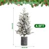 2FT Flocked Christmas Tree with Pot 30 Pre-Lit Warm White LED Lights 3 Pine Cone Decorations Potted Artificial Christmas Tree for Tabletop Bedroom Man
