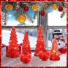 6 Pcs Mercury Glass Christmas Tree for Tabletop Light up Figurine Christmas Tree Mercury Cracked Glass Globe with Light for Xmas Decor Home Party Cent