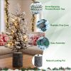 2FT Flocked Christmas Tree with Pot 30 Pre-Lit Warm White LED Lights 3 Pine Cone Decorations Potted Artificial Christmas Tree for Tabletop Bedroom Man